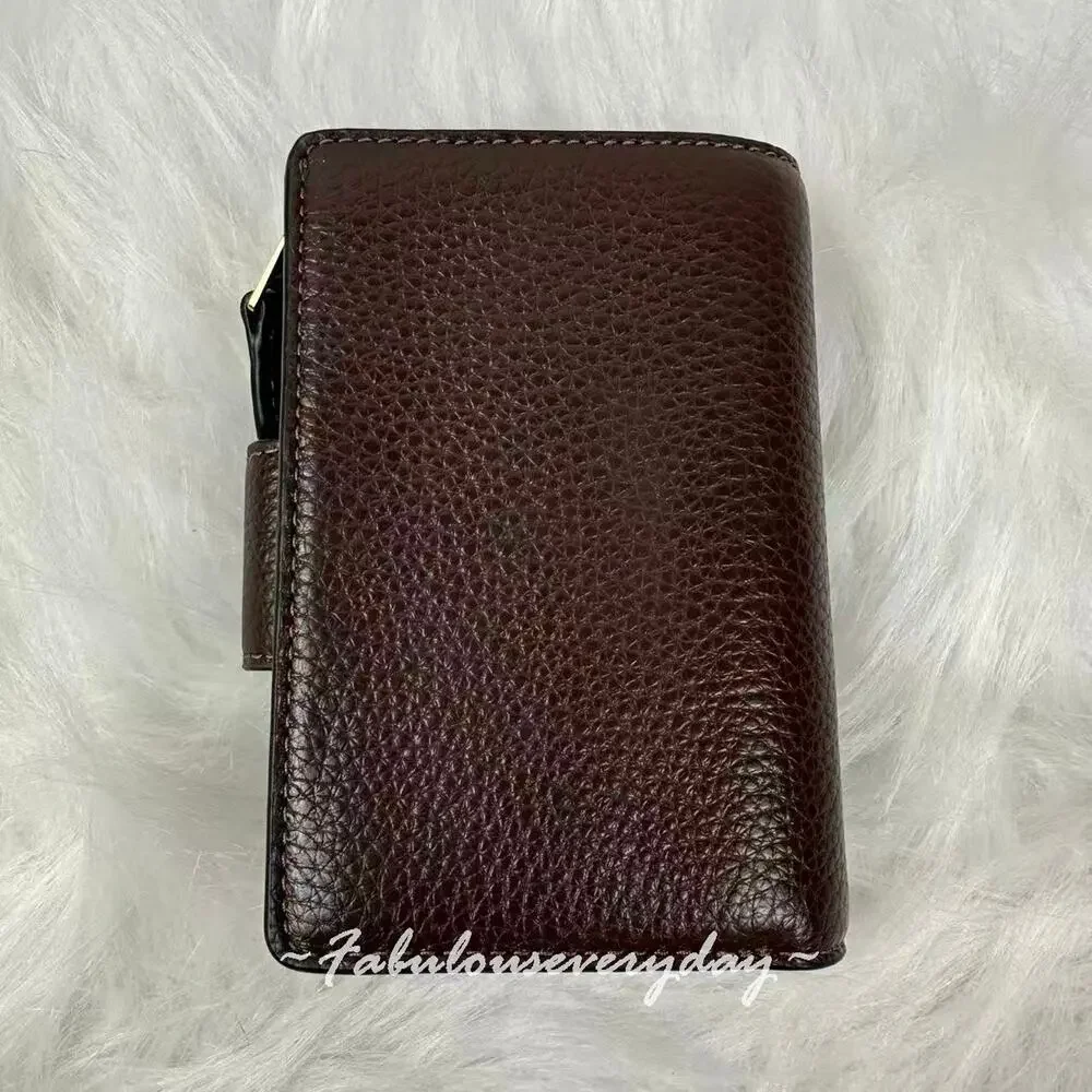 Coach Medium Corner Zip Wallet In Pebbled Leather/Gold/Maple CBO41 NWT